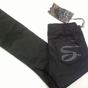 Black Satin Pencil Jeans